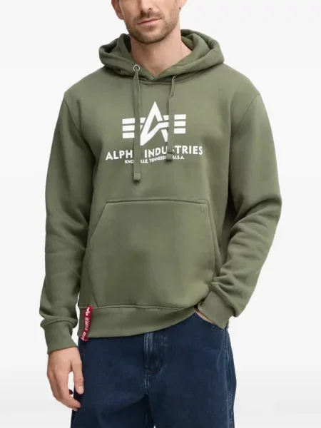 Hanorac cu glugă Alpha Industries cu glugă cu autograf verde