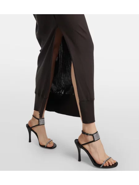 Rochie maxi Stella Mccartney de lână drapată de costum maro
