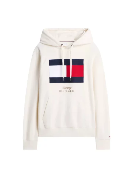 Bluza z kapturem Tommy Hilfiger z kapturem z logo beżowa