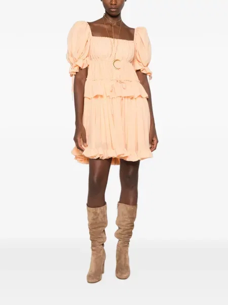 Rochie mini Chloé cu volane portocaliu