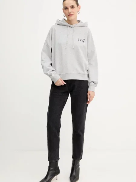 BOSS Orange bluza z kapturem z aplikacją szary