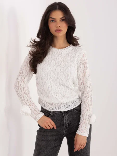 Bluză Italy Moda din dantelă alb