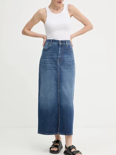 Weekend Max Mara fustă jeans ZARELIA marin maxi drept albastru
