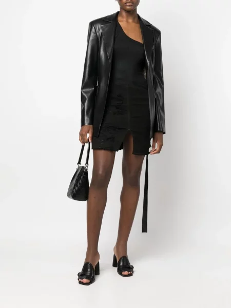 Mini džinsinis sijonas Rick Owens Drkshdw su nubrozdinimais juoda