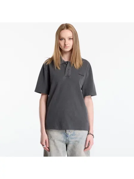 T-shirt Carhartt WIP S/S Wayne Polo UNISEX Black Garment Dyed XL μαύρο