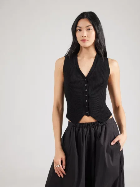 AllSaints Pletená vesta Cruz' čierna