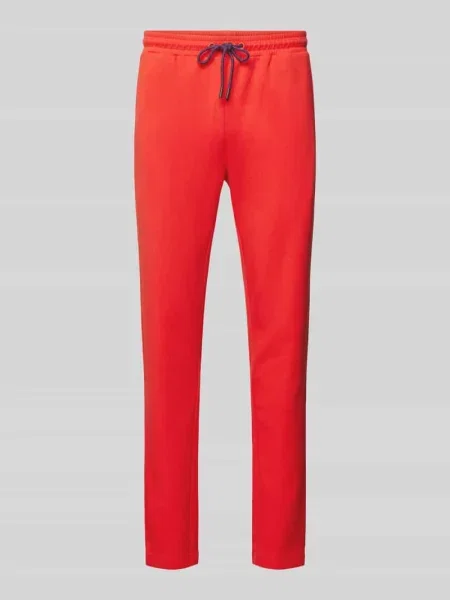 Spodnie dresowe o kroju regular fit z paskami w kontrastowym kolorze model ‘G-Style’ Joy czerwone