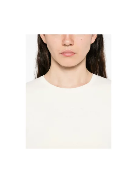 Lniany krótki sweter Max Mara z krótkim rękawem biały