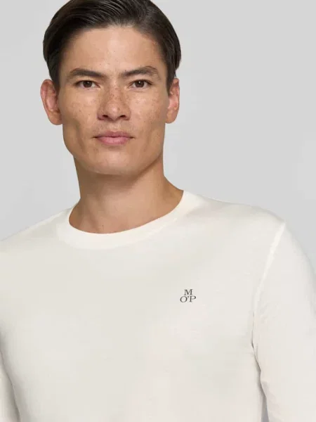 Shaped Fit koszulka z długim rękawem z czystej bawełny Marc O'polo biała