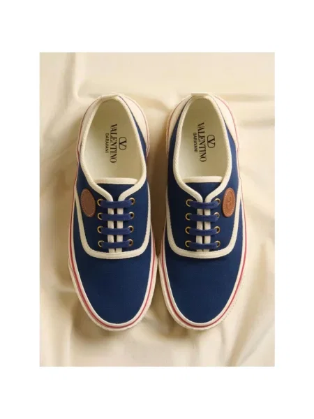Lniane sneakersy Valentino Garavani niebieskie