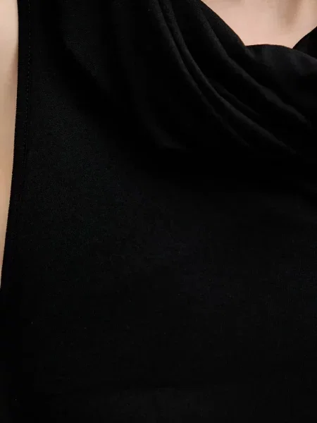 Rochie midi Rick Owens Lilies fără mâneci drapată până la genunchi negru