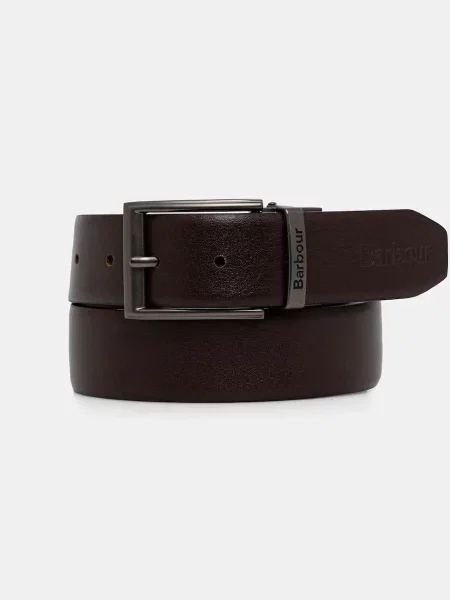 Barbour pasek skórzany dwustronny czarny
