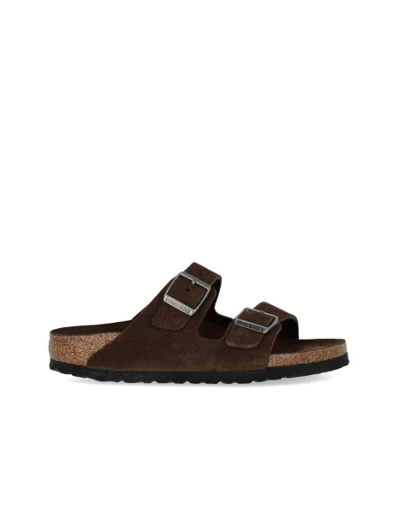 Klapki Birkenstock zamszowe brązowe