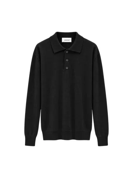 Koszulka polo Costumein wełniana czarna