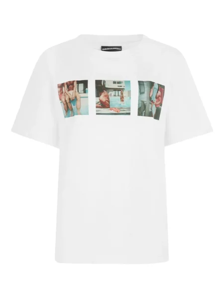Grafic tricou Dsquared2 cu imagine alb