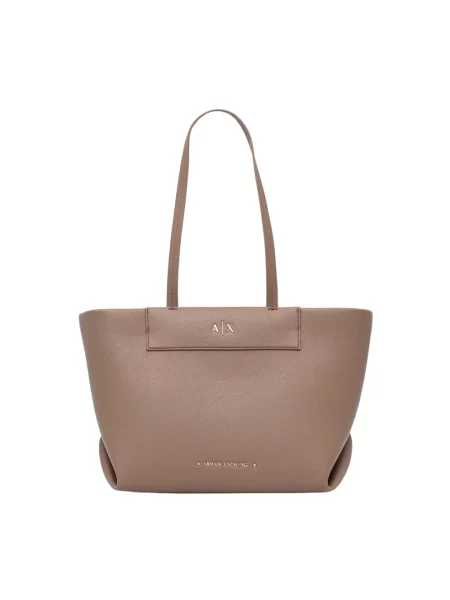 Armani Exchange torebka tote z imitacji skóry brązowa