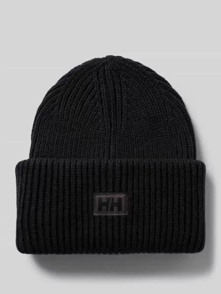 Czapka beanie w imitacja dzianiny z naszywką z logo Helly Hansen czarna