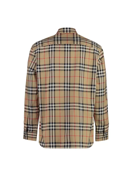 Koszula Burberry w kratę z nadrukiem beżowa