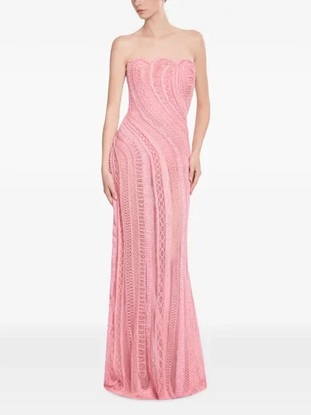 Μάξι φόρεμα Elie Saab με κέντημα στράπλες ροζ