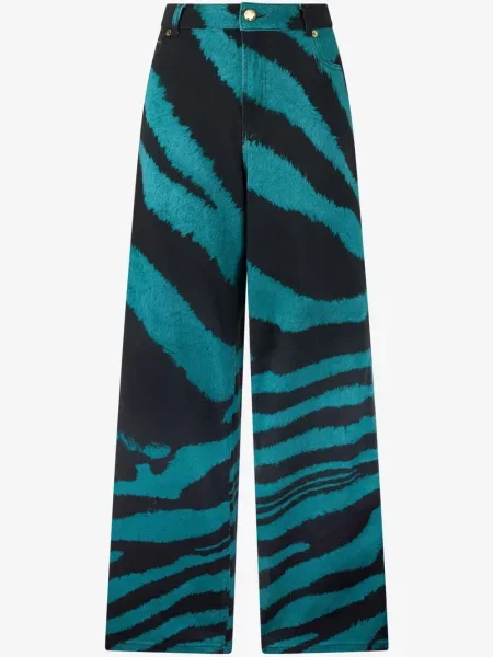 Pantaloni Roberto Cavalli cu imagine cu model zebră negru