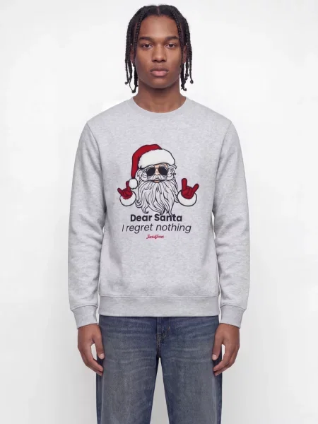 JACK & JONES Mikina JJXMAS FUN červená / černá / melír bílý