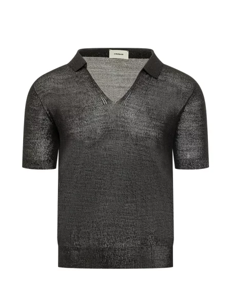 Тениска A Paper Kid с V-образно деколте черно