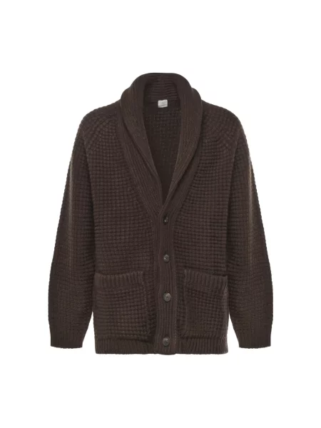 Sweter Eleventy z kaszmiru z dekoltem w serek brązowy