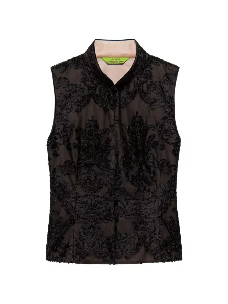 Top Shanghai Tang fără mâneci cu model floral negru