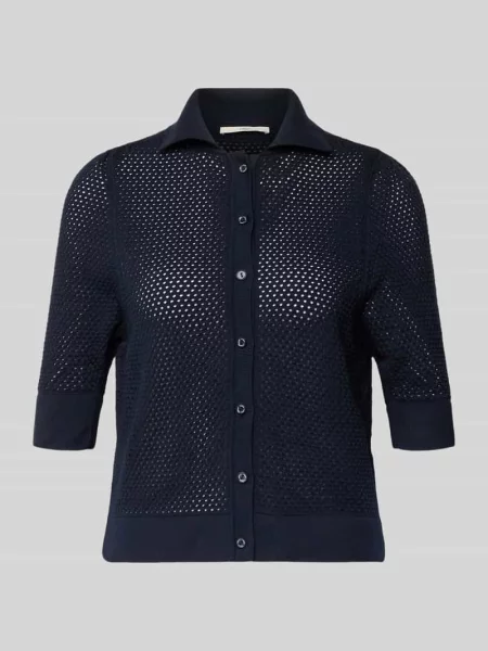 Kardigan z kołnierzykiem polo i krótkim rękawem Lanius granatowy