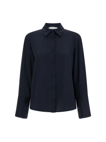 Lniana koszula Max Mara niebieska