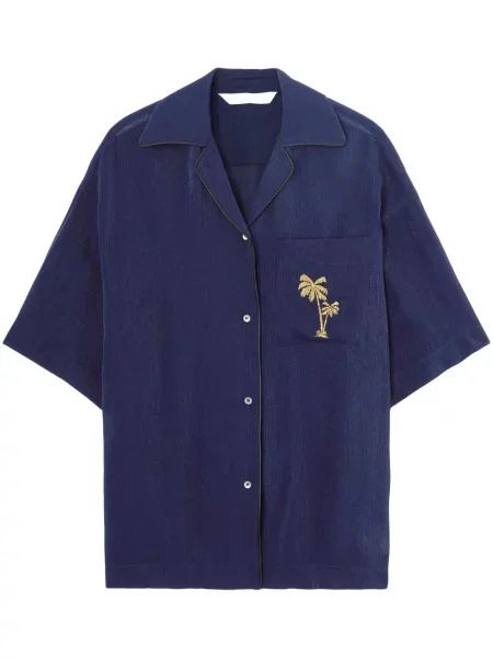 Cămașă Palm Angels cu broderie albastru