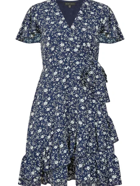 Mela London Rochie bleumarin alb