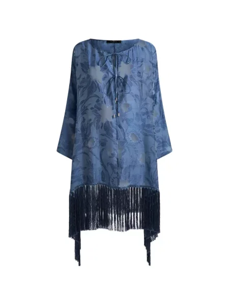 Rochie Etro de mătase cu model floral albastru