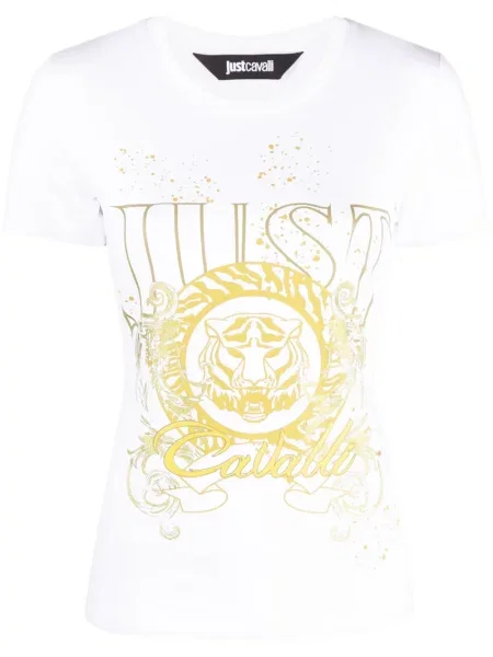 Koszulka Just Cavalli w tygrysie prążki biała