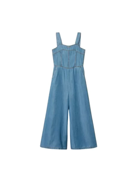 Długi dżinsowy kombinezon Twinset niebieski