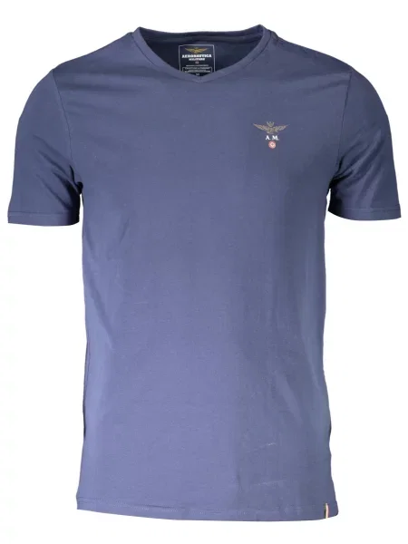 Koszulka Aeronautica Militare z dekoltem w serek z logo niebieska