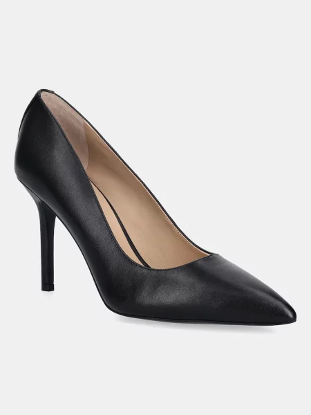 Bőr tűsarkú félcipő Lauren Ralph Lauren fekete