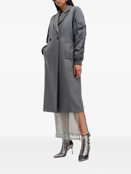 Kurtka bomber Allsaints dwurzędowy szary