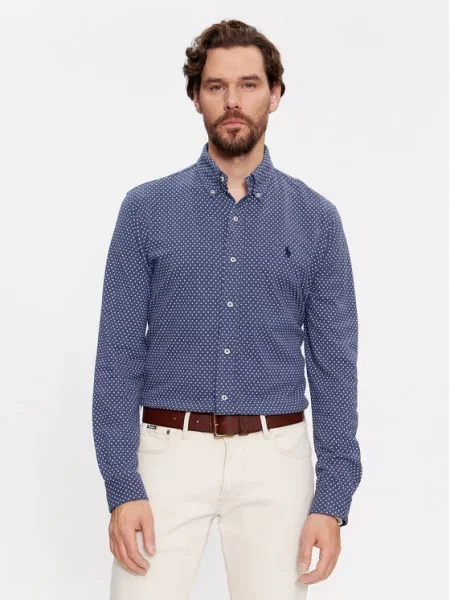 Srajca Polo Ralph Lauren z dolgimi rokavi modra