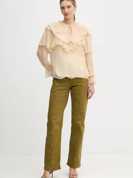 Hoss Intropia jeansy high waist zielone