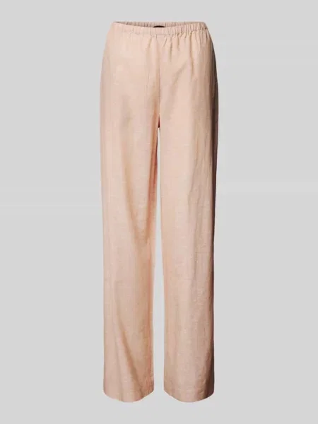 Armani Exchange spodnie lniane szerokie high waist beżowy