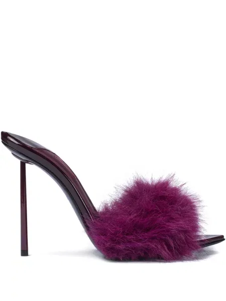 Kožené mules Le Silla z peří