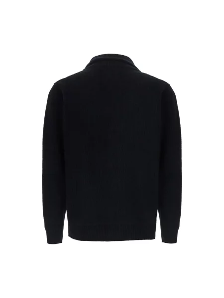 Sweter Roberto Collina wełniany z klapami czarny