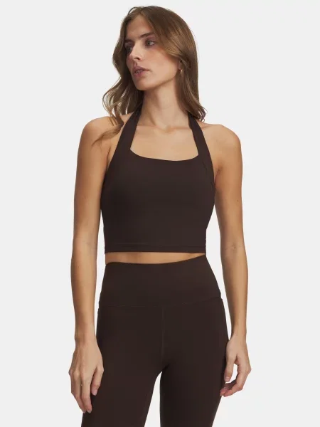 Koszulka Under Armour z dekoltem halter brązowa