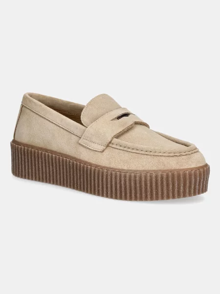 Велурени мокасини Weekend Max Mara Kapokloafer с платформа бежово