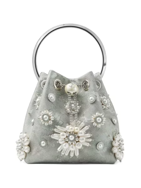 Geantă Jimmy Choo cu broderie cu model floral verde
