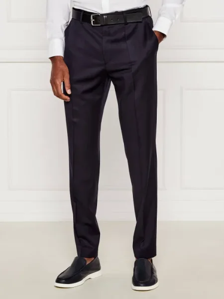 BOSS BLACK De lână pantaloni negru