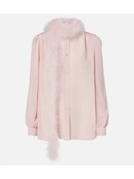 Jedwabny top Valentino różowy