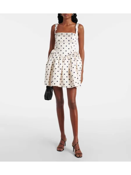Rochie Self-portrait din satin cu buline alb
