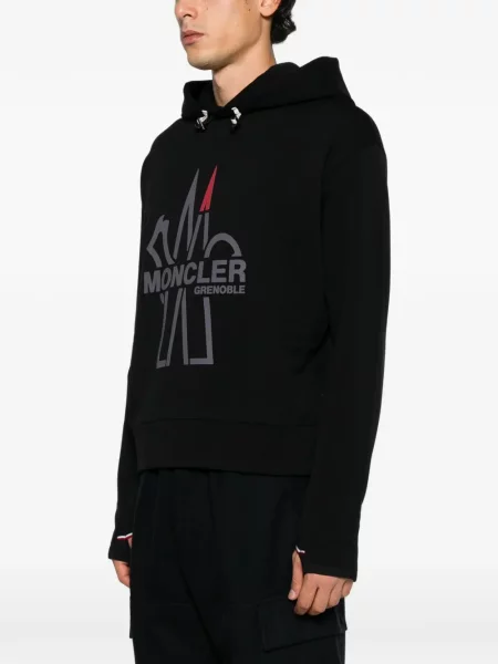 Суичър с качулка Moncler Grenoble с принт черно